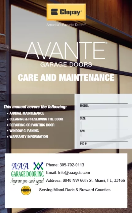 Avante Garage Door Manual