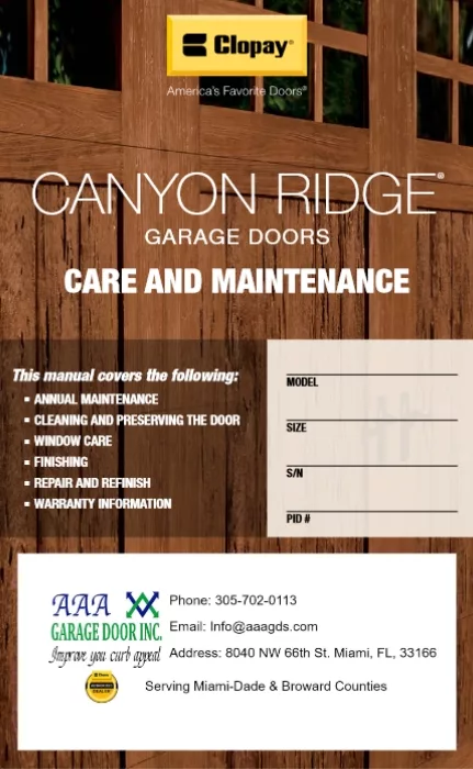 Canyon Ridge Garage Doors Manual